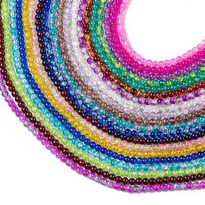 20 Colors Spray Painted Crackle Glass Beads Strands CCG-X0012-01-8mm-1