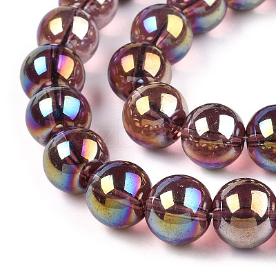 Electroplate Transparent Glass Beads Strands GLAA-T032-T10mm-AB19-1
