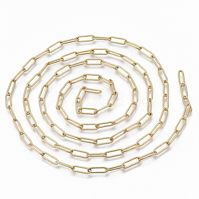 304 Stainless Steel Textured Paperclip Chains CHS-S006-JN954-2-1