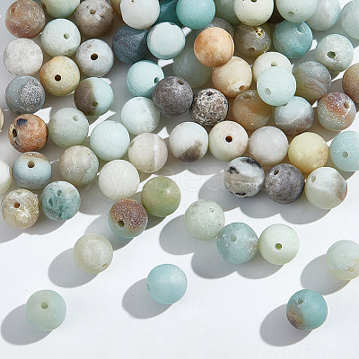 Natural Frosted Flower Amazonite Round Beads G-NB0005-34C-1