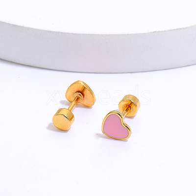 201 Stainless Steel Heart Screw Stud Earrings CN3729-4-1