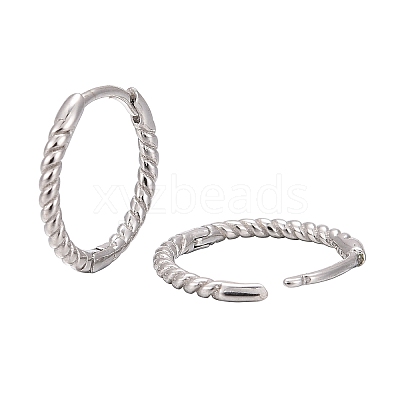 Anti-Tarnish Unisex Rhodium Plated 925 Sterling Silver Hoop Earrings EJEW-AA00271-06P-1