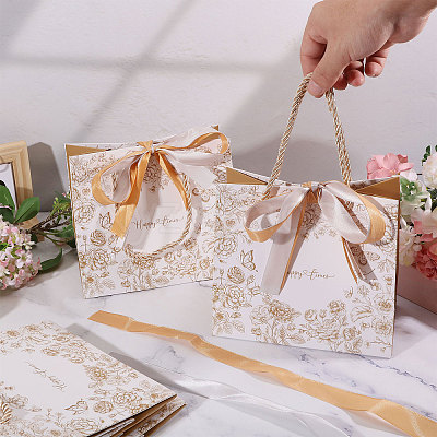 Floral Printed Paper Gift Tote Bags ABAG-WH0044-82C-1