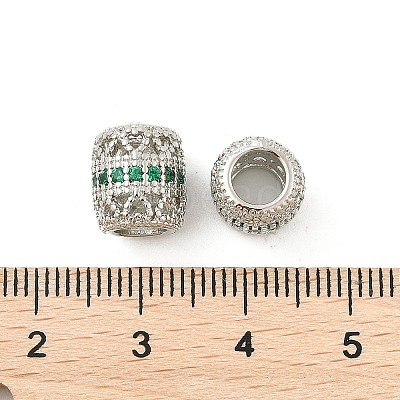 Brass Micro Pave Cubic Zirconia European Beads KK-P297-05P-1