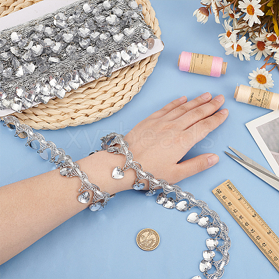 Polyester Lace Ribbon with Plastic Charms Tassel OCOR-WH0078-202A-02-1