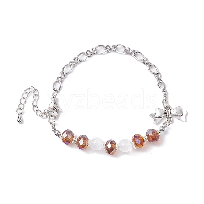 Faceted Rondelle Glass Link Bracelets AJEW-JB01220-1