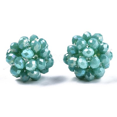 Electroplate Opaque Glass Round Woven Beads X-GLAA-T024-01C-A04-1