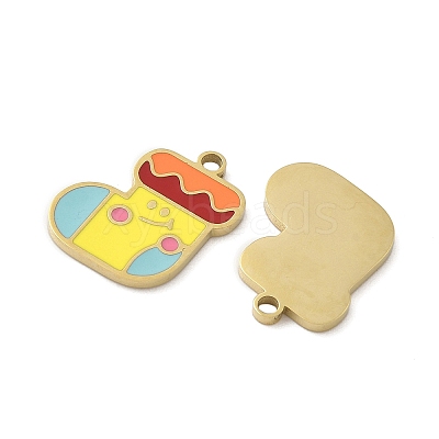 Christmas 304 Stainless Steel Enamel Pendants STAS-Z093-08T-G-1