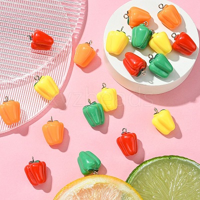 20Pcs 4 Colors Resin Imitation Vegetable Pendants RESI-YW0001-59-1