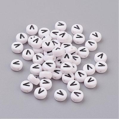 Acrylic Horizontal Hole Letter Beads X-PL37C9070-V-1