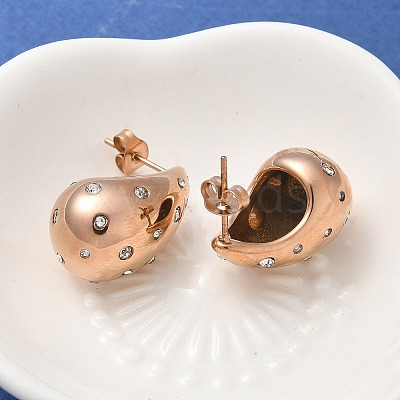 304 Stainless Steel Teardrop Stud Earrings EJEW-B108-05RG-A-1