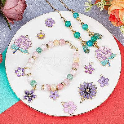 40Pcs 10 Styles Alloy Enamel Pendants ENAM-SC0005-31-1