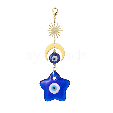 Handmade Evil Eye Lampwork Pendant Decorations HJEW-JM00912-01-1