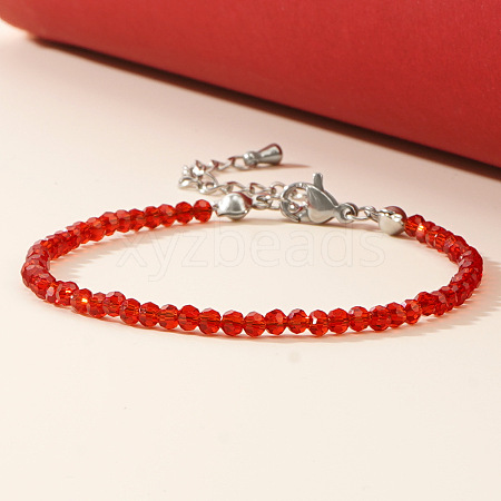 Simple Faceted Glass Bead Bracelets for Women WP7777-1