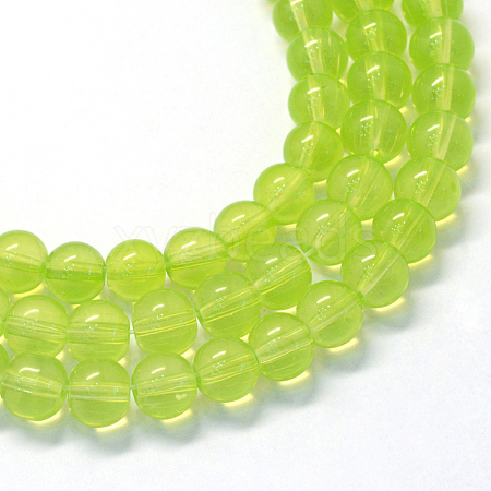 Baking Painted Transparent Glass Round Bead Strands DGLA-Q022-8mm-04-1