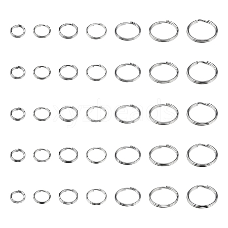 700Pcs 7 Styles 201& 304 Stainless Steel Split Rings STAS-CJ0002-17-1