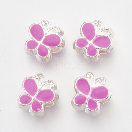 Alloy Enamel Butterfly Large Hole European Beads MPDL-R036-47G-1