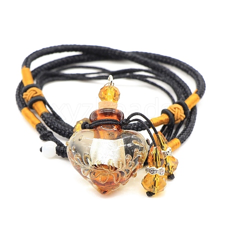 Baroque Style Heart Handmade Lampwork Perfume Essence Bottle Pendant Necklace PW-WG42346-08-1