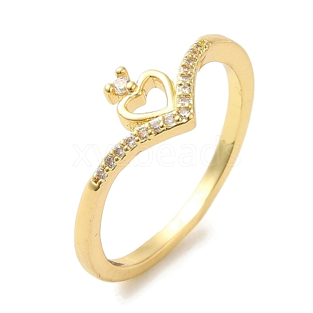 Brass Micro Pave Cubic Zirconia Rings for Women RJEW-E295-03G-1