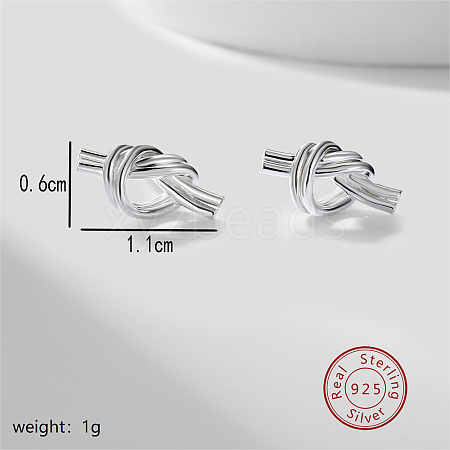 Classic Delicate 925 Sterling Silver Knot Stud Earrings for Women Daily Party Wear KN1756-1