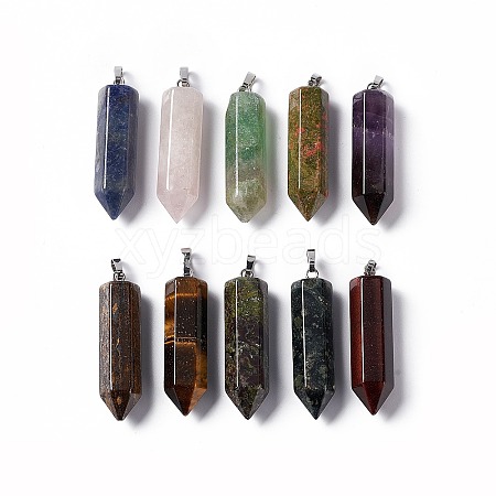 Natural & Synthetic Gemstone Double Terminated Pointed Pendants G-G926-01P-1