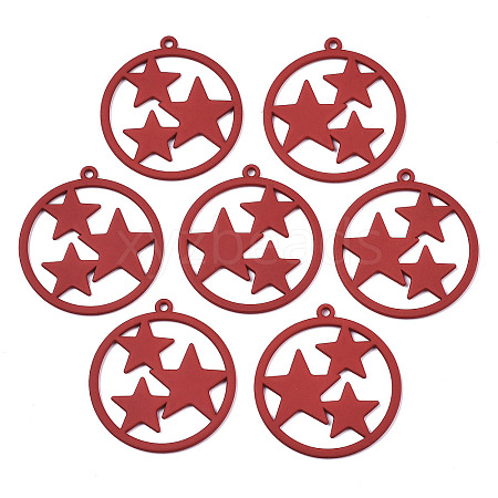 Spray Painted Alloy Pendants PALLOY-S125-080C-NR-1