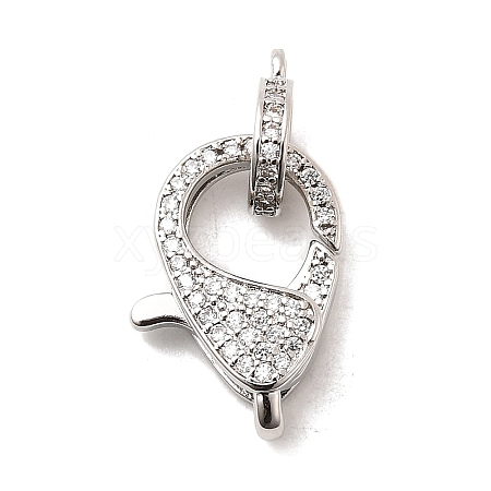 Brass Clear Cubic Zirconia Lobster Claw Clasps KK-Z078-50P-1