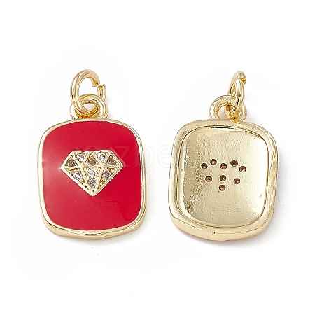 Brass Micro Pave Cubic Zirconia Charms KK-E068-VB442-2-1