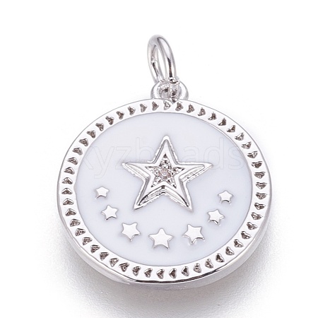 Brass Enamel Pentacle Pendants KK-O113-05B-P-1