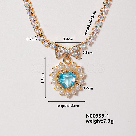Colorful Sparkling Heart-shaped Necklace with Exquisite Fashionable Style FI4728-1-1