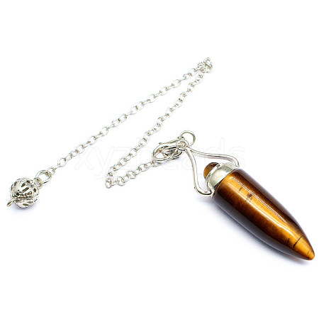 Natural Tiger Eye Bullet Dowsing Pendulum Big Pendants PW-WG2823D-04-1