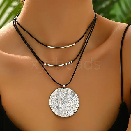 Ethnic Style Disc Alloy Pendant Necklaces FS-WGACE74-02-1