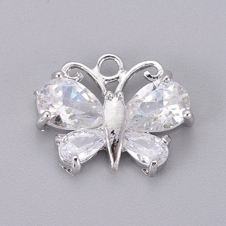 Brass Cubic Zirconia Pendants KK-F809-05P-1