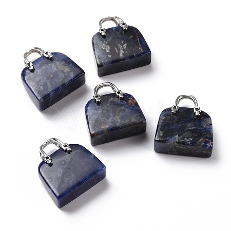 Natural Sodalite Brass Pendants KK-E274-01P-03-1