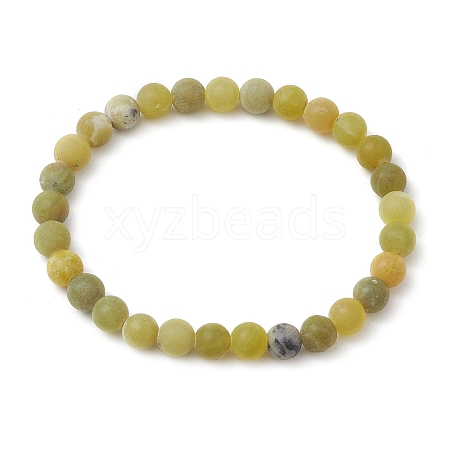 Frosted Natural TaiWan Jade Round Beaded Stretch Bracelets for Women Men BJEW-JB11478-01-1