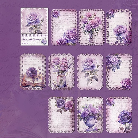 10 Sheets Rose Flower Scrapbook Paper Pads PW-WG84623-04-1