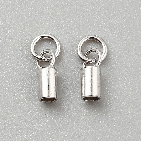 Rhodium Plated Sterling Silver Cord Ends FIND-WH0152-837A-P-1