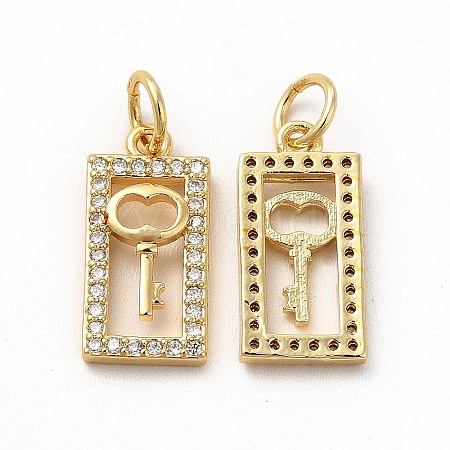 Rack Plating Brass Micro Pave Cubic Zirconia Charms ZIRC-M120-11G-1