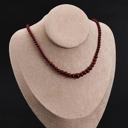 Natural Rhodochrosite & Shell Pearl Round Graduated Beaded Necklaces NJEW-U026-25G-1