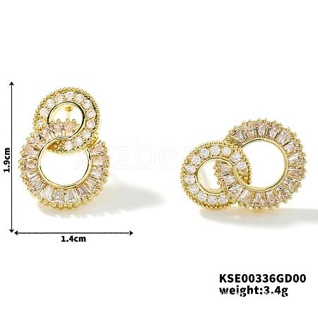 Shiny Double Ring Stud Earrings for Women AC3457-2-1