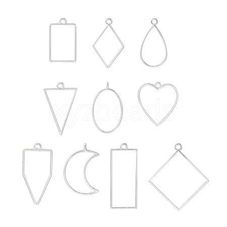 10Pcs Alloy Open Back Bezel Pendants PALLOY-YWC0002-02S-1