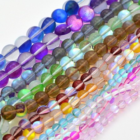 Round Synthetic Moonstone Beads Strands G-M210-8mm-M-1