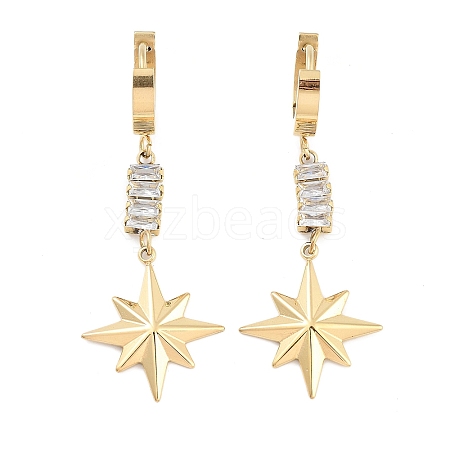 Star 304 Stainless Steel Dangle Earrings EJEW-L283-077G-1