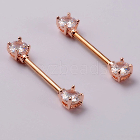 Brass Clear Cubic Zirconia Nipple Rings WG4338B-03-1