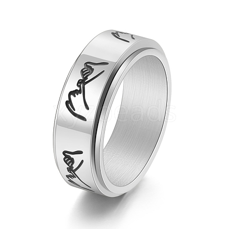 Non-Tarnish Rotatable Stainless Steel Finger Ring PW-WG93BAA-06-1