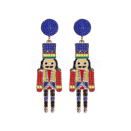 Cartoon Soldier Shape Alloy Enamel Dangle Stud Earrings FS-WGA682D-02-1