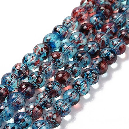 Baking Painted Glass Beads Strands DGLA-Q023-6mm-DB69-1