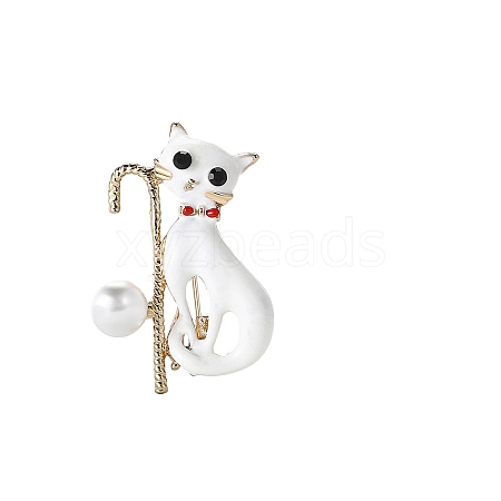 Cat Shape with Cane Enamel Pin PW-WG4F1E2-02-1