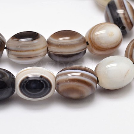 Natural Dyed Striped Agate/Banded Agate Oval Bead Strands G-L288-01A-1