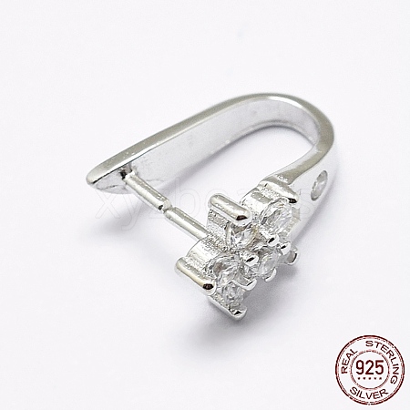 Rhodium Plated 925 Sterling Silver Micro Pave Cubic Zirconia Pendant Bails STER-P034-54P-1